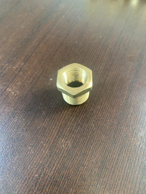 3/8 inch Male to 1/4 inch Female Brass Hex Bushing